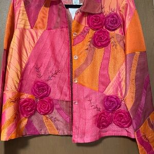 Vibrant Patchwork Blousewith Floral Embroidery